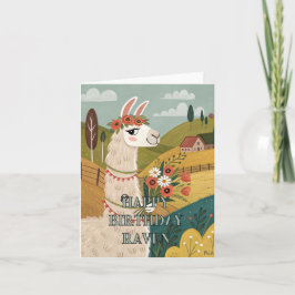 Agradecimento Cartão floral de aniversário feliz alpaca