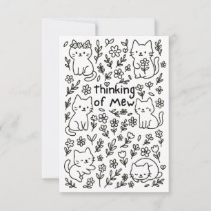 Agradecimento Cartão Minimalista de Gato Desenhado à Mão Pensand