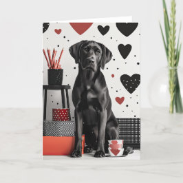 Agradecimento Cartão Namorados de Cachorro Negro Labrador