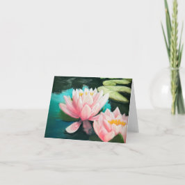 Agradecimento cartão para flores de lótus rosa