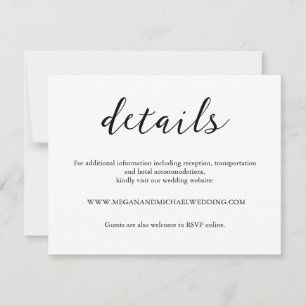 Agradecimento Cartão Personalizado de Detalhes do Casamento Pret