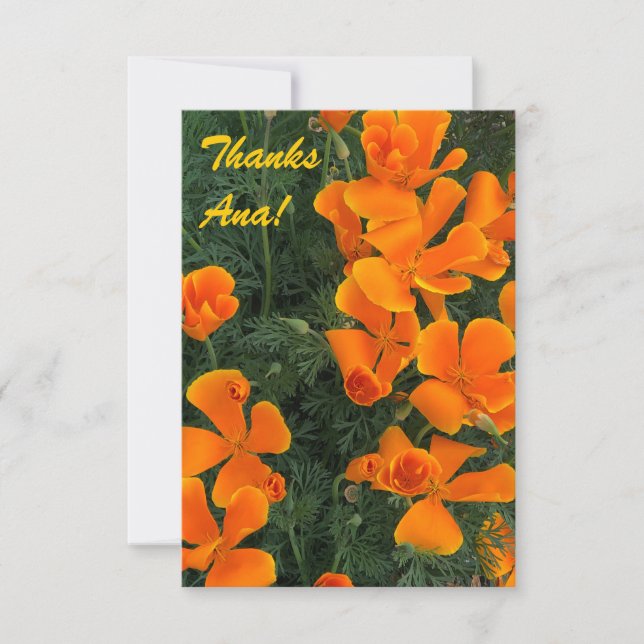 Agradecimento Cartão Personalizável com Foto de Flores Laranja (Frente)