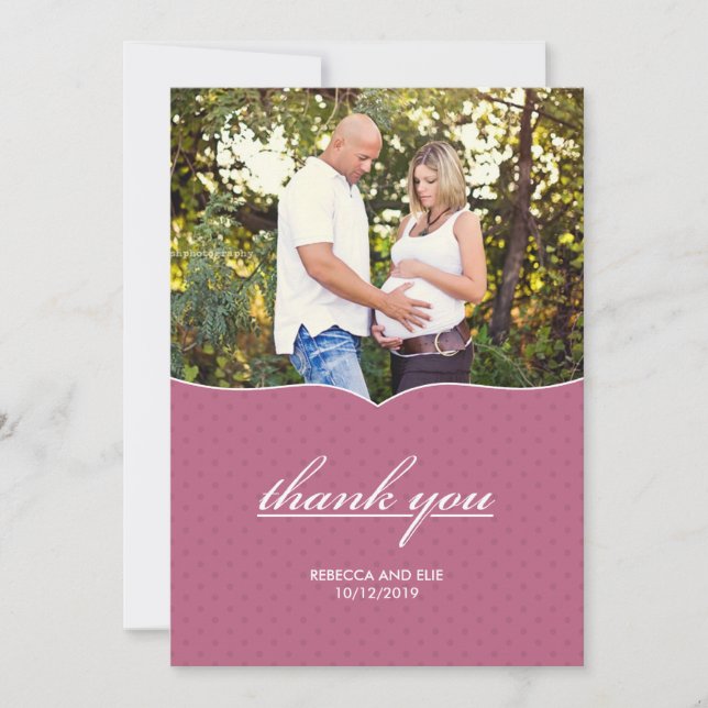 Agradecimento Cartão Plano de Foto do Chá de Bebê Obrigado (Frente)