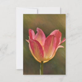 Agradecimento Cartão Plano de Nota com Arte de Tulipa Rosa Peach