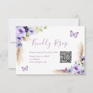 Agradecimento Cartão Qr Rsvp De Borboleta Flutuada De Um Ano