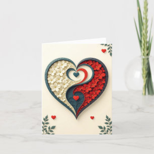 Agradecimento Cartão Romântico de Amor Cardíaco Yin-yang