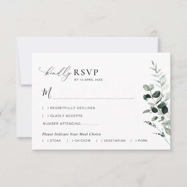 Agradecimento cartão RSVP de casamento das flores verdes do sába (Frente)