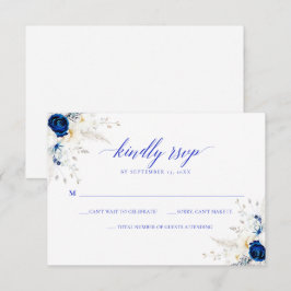 Agradecimento Cartão RSVP de Casamento de Caligrafia Azul do Hor