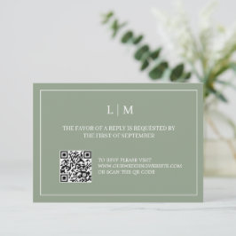 Agradecimento Cartão RSVP de Casamento de Código QR Verde Monogr