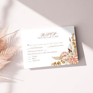 Agradecimento Cartão RSVP de Casamento de Grama de Pampas Floral