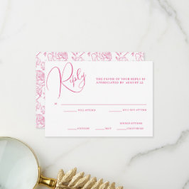 Agradecimento Cartão RSVP de Casamento de Peony Elegance