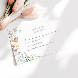 Agradecimento Cartão RSVP de Casamento de Prado de Flor Selvagem