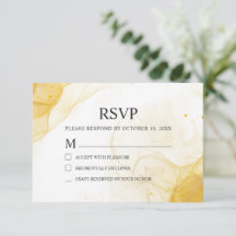 Cartão RSVP de Casamento Dourado Minimalista Moder