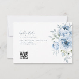 Agradecimento cartão RSVP de casamento floral azul empoeirado