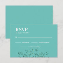 Cartão RSVP de Casamento Verde de Flores Selvagens