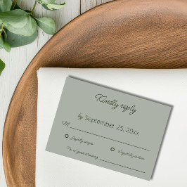 Agradecimento Cartão RSVP de Casamento Verde Sage