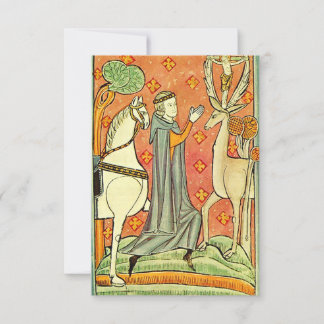 Agradecimento Cartão Santo de São Huberto de Liège Arte Fina