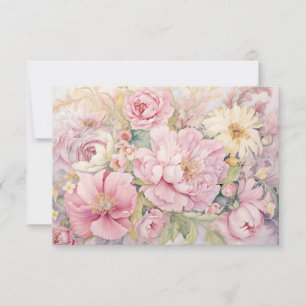 Agradecimento Cartão simples de peônias rosa