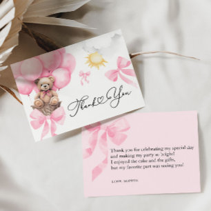 Agradecimento Cartão Urso Rosa de Obrigado Plano