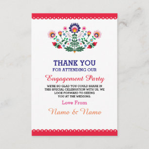 Agradecimento Cartão Vermelho de Obrigado Casamento Fiesta Mexic