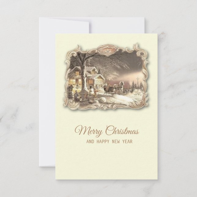 Agradecimento Cartão Vintage de Natal (Frente)