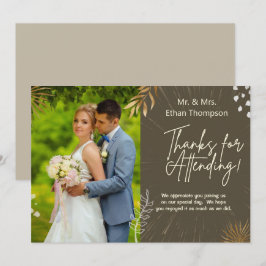 Agradecimento Casal de Casamento Brown Foto de Obrigado Cartão S