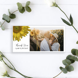 Agradecimento Casamento Amarelo de Girassol Obrigado Cartão com 