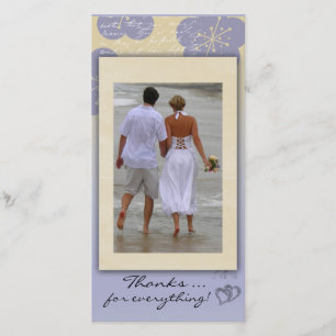 Agradecimento Casamento de Praia Obrigado Cartão com fotos