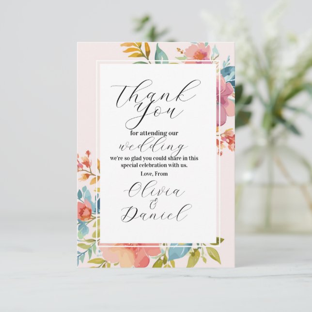 Agradecimento Casamento Flores de Verão Noivado (Em pé/Frente)