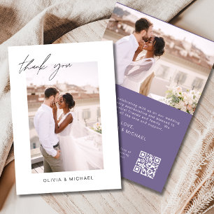Agradecimento Casamento Roxo de Código QR Obrigado Cartão com fo