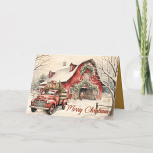 Agradecimento Cena de Vintage: Papais noeis com Cartão de Natal 