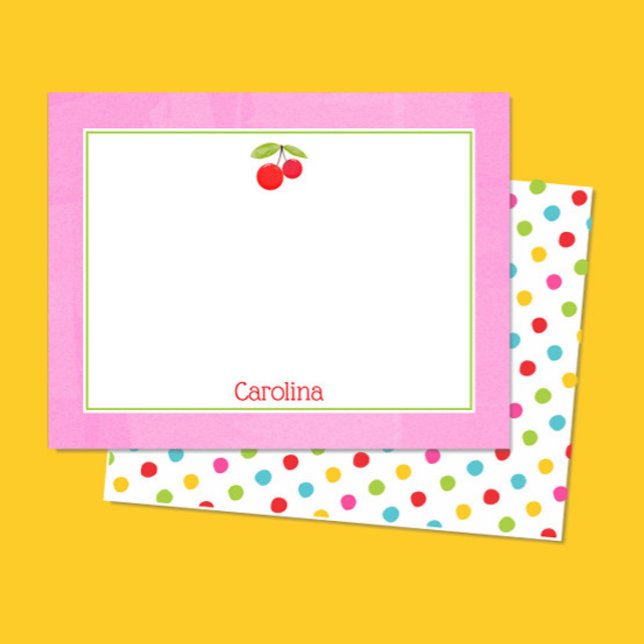 Agradecimento Cerejas & Pontinhos Coloridos Cartão de Papelaria (Criador carregado)