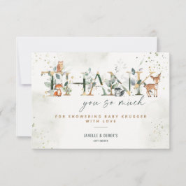 Agradecimento Chá de fraldas Woodland Greenery Obrigado Cartão N