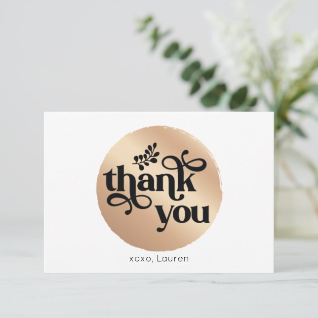 Agradecimento Círculo Dourado Personalizado Vintag (Em pé/Frente)