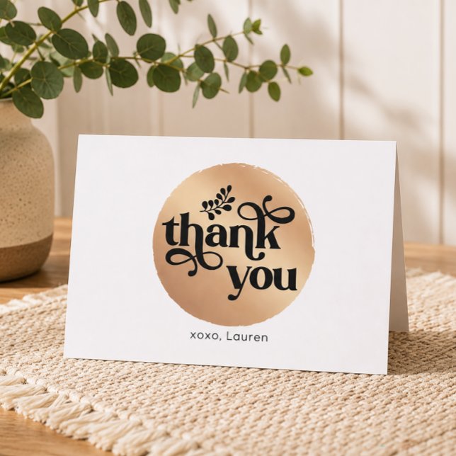 Agradecimento Círculo Dourado Personalizado Vintag (Personalized Thank You Card)