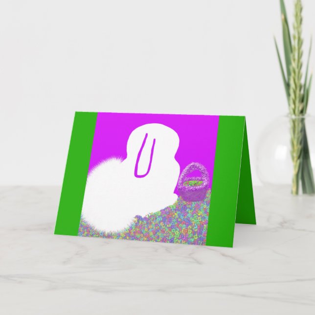 Agradecimento Coelhinho de Páscoa bonito com cartão de flores (Frente)