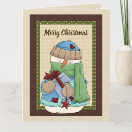 Agradecimento Country Snowman adiciona mensagem Cartão de Natal