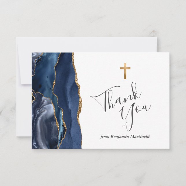 Agradecimento da Primeira Comunhão Ágata Azul Dour (Frente)