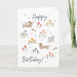 Agradecimento Dachshund Amantes Feliz Cartão de Aniversário