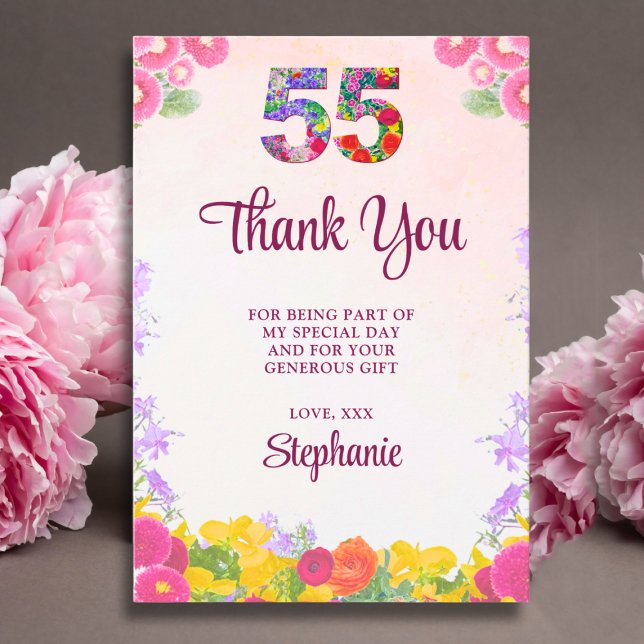 Agradecimento de 55º Aniversário Floral - Blush Bl (Criador carregado)
