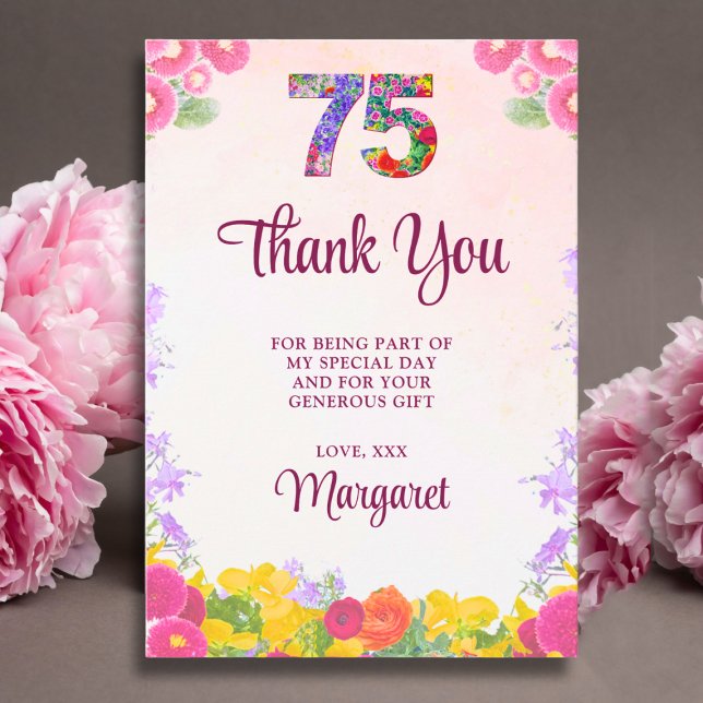 Agradecimento de 75º Aniversário Floral - Flora Ro (Criador carregado)