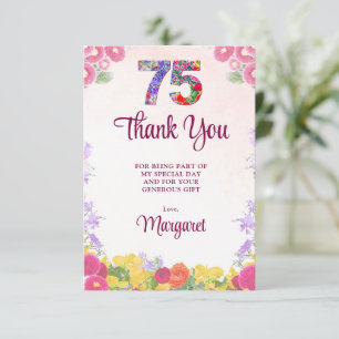 Agradecimento de 75 Anos de Nascimento Floral Eleg