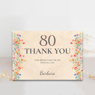 Agradecimento de 80º Aniversário Elegante Flor Sil