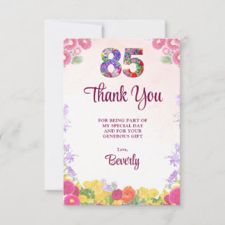 Agradecimento de 85º Aniversário Floral Elegante