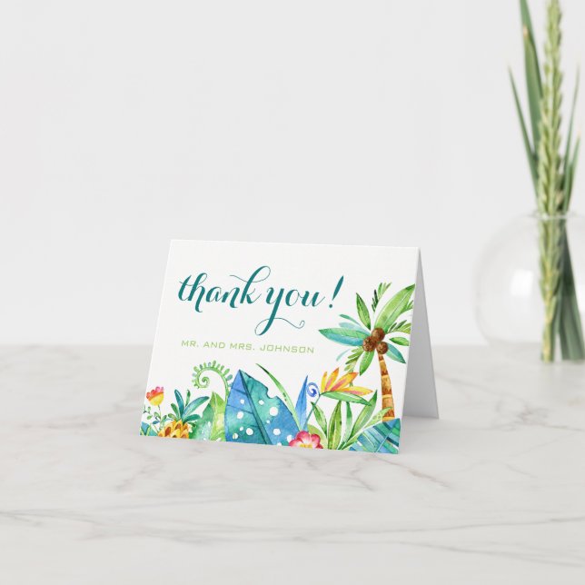 Agradecimento de aguarela floral tropical (Frente)