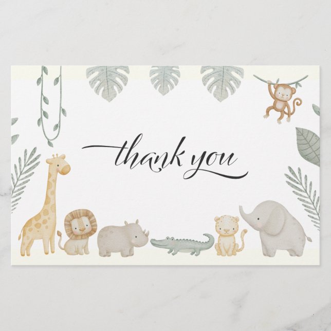 Agradecimento de Animais da Selva Safari em Aquare (Frente)