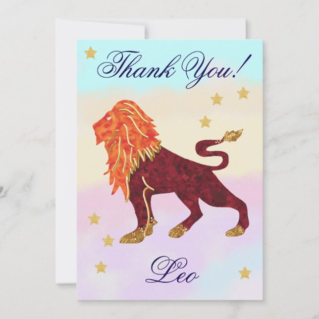 Agradecimento de Aniversário de Leão Pintado à Mão (Frente)