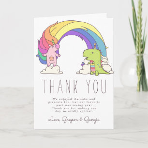 Agradecimento de Aniversário de Unicórnios & Dinos