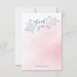 Agradecimento de caligrafia floral rústica em azul