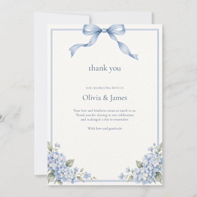 Agradecimento de Casamento Algo Azul (Frente)